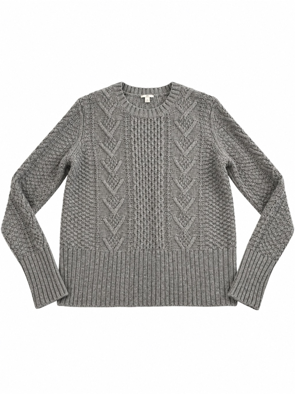 Y2K-Style GAP 2014 Wool Blend Chevron Cable Knit Sweater Heather Gray S